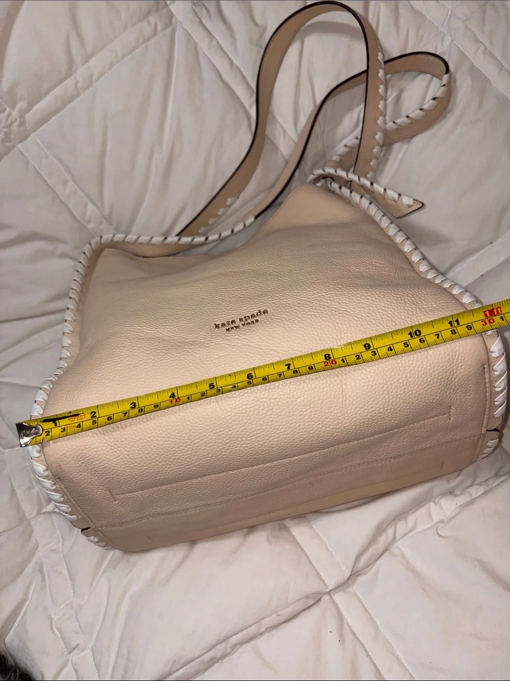 HTF Kate Spade Knott Whipstitched Large Handbag tote bag in Cream/Light Tan